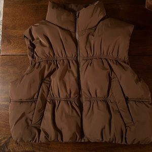 H&M brown cinched puffer vest OBO